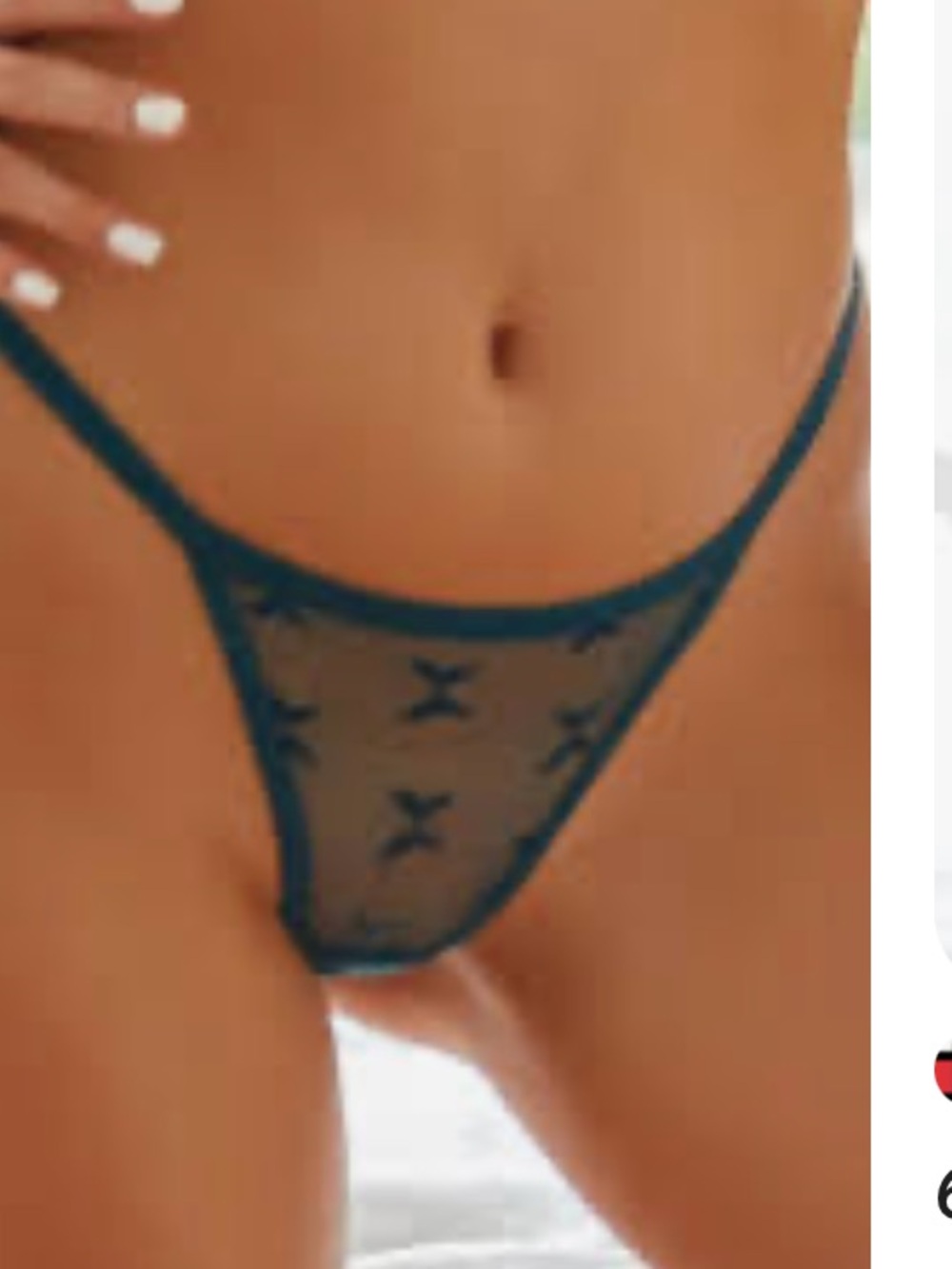 FINETOO Sheer Star Mesh Thong Trio - Black, White, Teal